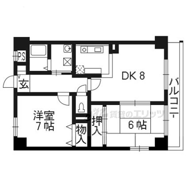 カサ・デ・高ノ手 103｜京都府京都市南区久世中久世町１丁目(賃貸マンション2LDK・1階・56.70㎡)の写真 その2