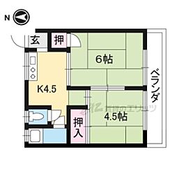 コーポ高矢 2DKの間取図画像
