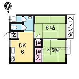 三丁目ハイツ 2階2DKの間取り