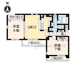 アネックス大久保 2階2LDKの間取り