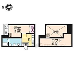 リーフコート桃山 2階1Kの間取り
