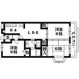 グリーンサム壱番館 2階3LDKの間取り