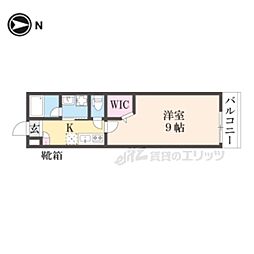 KIZUNA RESIDENCE伊勢田駅前 4階1Kの間取り