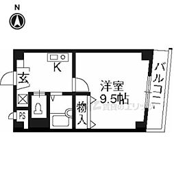 近鉄京都線 小倉駅 徒歩1分の賃貸マンション 5階1Kの間取り