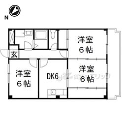 ミローズコート 2階3DKの間取り