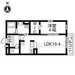 モナリエ砂田II 2階1LDKの間取り