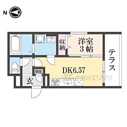 THE CITY京都醍醐 1階1DKの間取り
