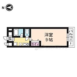 コート木幡 2階1Kの間取り