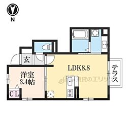 グランシャリオ正道 1階1LDKの間取り