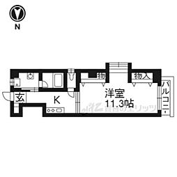 雅長岡京 3階1Kの間取り