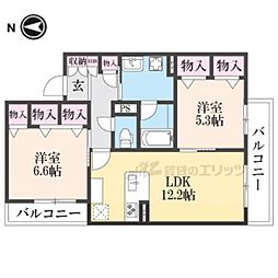 ミラーエステートイーストビル 2階2LDKの間取り