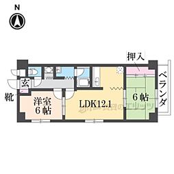 近鉄京都線 上鳥羽口駅 徒歩15分の賃貸マンション 3階2LDKの間取り