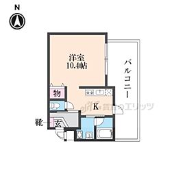 京都市営烏丸線 竹田駅 徒歩3分の賃貸マンション 4階1Kの間取り