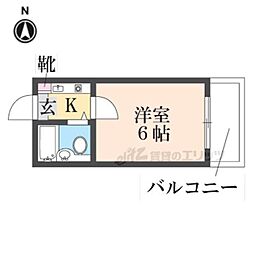 グランディービル奈良道 1Kの間取図画像