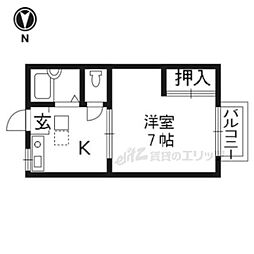 コスモハイツホクユー 1Kの間取図画像