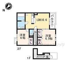 プルメリア 2LDKの間取図画像