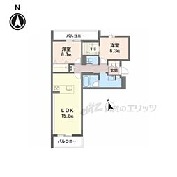アンド ベンジャミン 2LDKの間取図画像