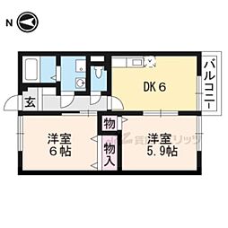 サンハイツ加茂B 2DKの間取図画像