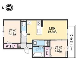 京都市伏見区下鳥羽西柳長町アパート 2LDKの間取図画像