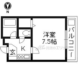 メゾンヒラキ 1Kの間取図画像