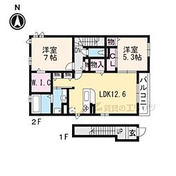 シャルモント勝竜寺 2LDKの間取図画像
