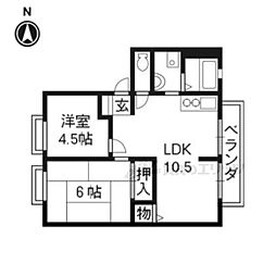 グリーンヒルセイジュ 2LDKの間取図画像