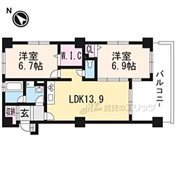 エバー・グリーン宇治 2LDKの間取図画像