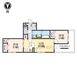 D-ROOM伏見駅前 2LDKの間取図画像