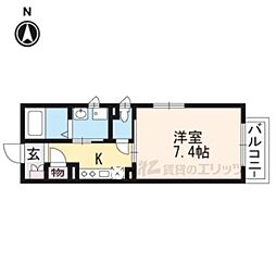 シャーメゾン深草 1Kの間取図画像