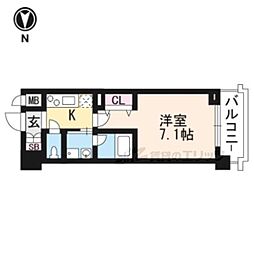 ベラジオ京都烏丸十条2 1Kの間取図画像
