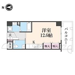 リヴァーウェスト西野山 ワンルームの間取図画像