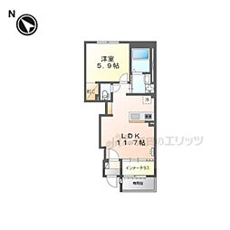シャルール椥辻 1LDKの間取図画像
