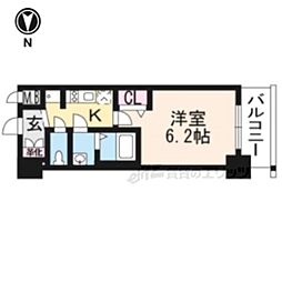プレサンスTHEKYOTO粋都 1Kの間取図画像