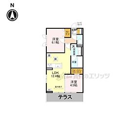 ノースガーデンM 2LDKの間取図画像
