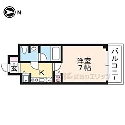 ガーネットレジデンス伏見稲荷 1Kの間取図画像