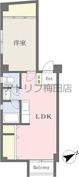 大阪府大阪市北区中津3丁目(賃貸マンション1LDK・3階・38.60㎡)の写真 その2