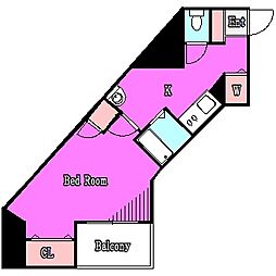 ヴェルステージ国分寺 1Kの間取図画像