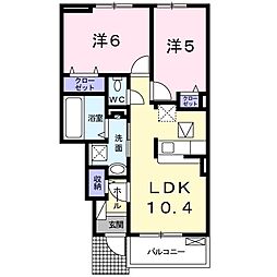 サフィール 2LDKの間取図画像
