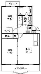 エスポワール・マキ 2LDKの間取図画像