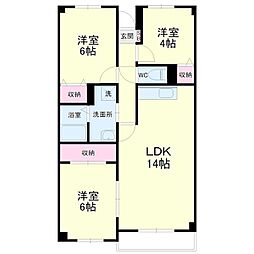 パークビュー四ツ池 3LDKの間取図画像
