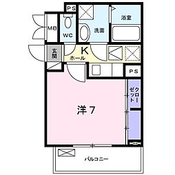 ラ・ティルス 1Kの間取図画像
