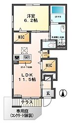 マインズ 1LDKの間取図画像