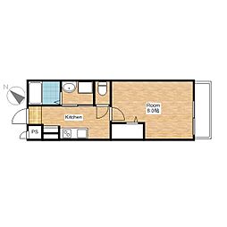 JR東海道・山陽本線 能登川駅 徒歩11分の賃貸アパート 1階1Kの間取り