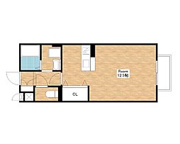 JR東海道・山陽本線 野洲駅 徒歩18分の賃貸アパート 2階ワンルームの間取り