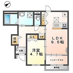 ヴェルズハイム 1LDKの間取図画像