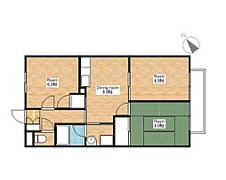 サープラスニシカワ 3DKの間取図画像