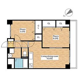 リファインドパレス 2LDKの間取図画像