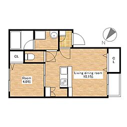 CAラ・ヴィータ 1LDKの間取図画像