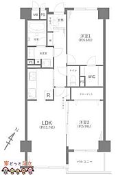 ロイヤルステージ王子神谷 2LDKの間取り