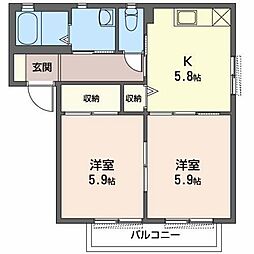 螢B 2Kの間取図画像